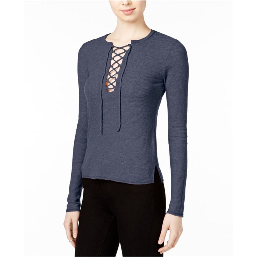 Chelsea Sky Womens Lace-Up Shell Blouse, NWT